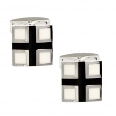 Black Cross & Ivory Square Cufflinks