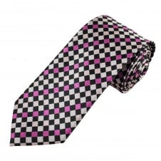 Black, Fuchsia, Pink & Lilac Chequerboard Pattern Men's Tie