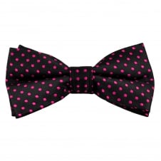 Black & Fuchsia Pink Polka Dot Boys Bow Tie