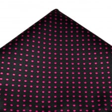 Black & Fuchsia Pink Polka Dot Pocket Square Handkerchief