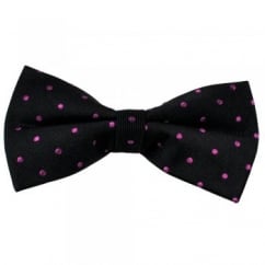 Black & Fuchsia Pink Polka Dot Silk Bow Tie