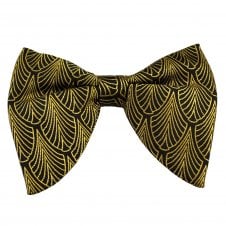 Black & Gold Art Deco Patterned Big Butterfly Men's Bow Tie