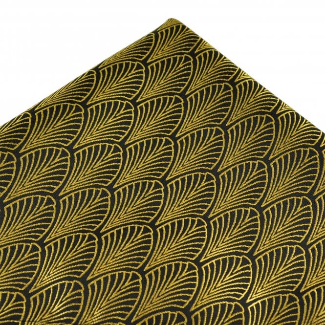 Black & Gold Art Deco Patterned Pocket Square Handkerchief