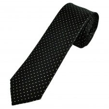 Black & Gold Polka Dot Silk Blend Lurex Men's Skinny Tie