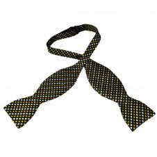 Black, Gold & Silver Checked Men's Self Tie Bow Tie