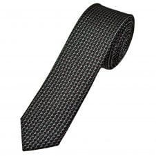 Black, Grey & Burgundy Men's Luxury Silk Skinny Tie