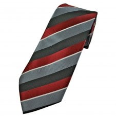 Black, Grey, Maroon & Silver Striped Men's Tie