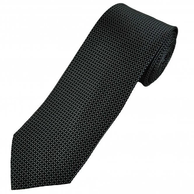 Black, Grey & Silver Micro Checked Luxury Silk Men's Tie