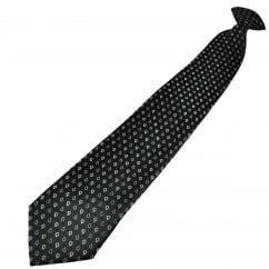 Black, Grey & Silver Patterned Clip On Tie