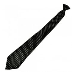 Black, Grey & Silver Patterned Extra Long Clip On Tie
