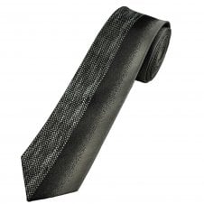 Black, Grey & Silver Vertical Pattern Men's Silk Skinny Tie