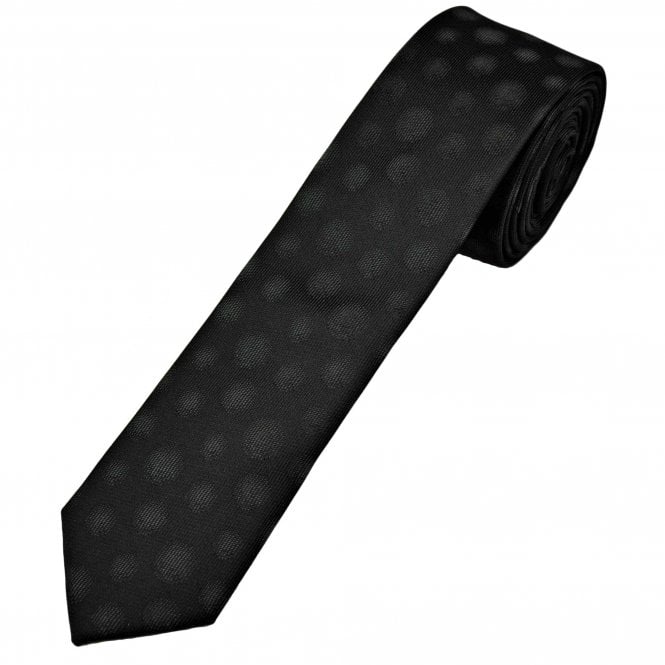 Black & Grey Spots Pattern Men's Skinny Tie