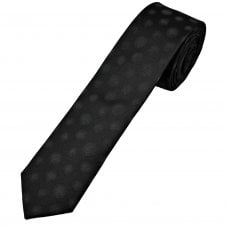 Black & Grey Spots Pattern Men's Skinny Tie