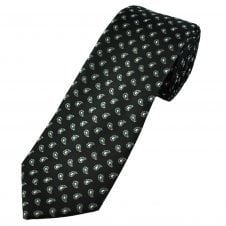 Black, Grey & White Paisley Men's Tie