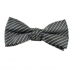 Black, Grey & White Striped Men's Bow Tie