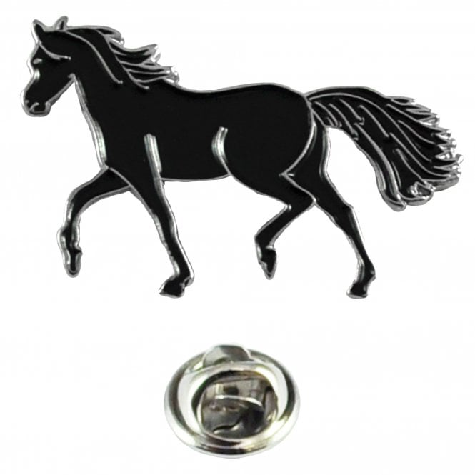 Black Horse Galloping Lapel Pin Badge