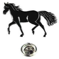 Black Horse Galloping Lapel Pin Badge