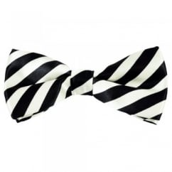 Black & Ivory Diagonal Striped Bow Tie