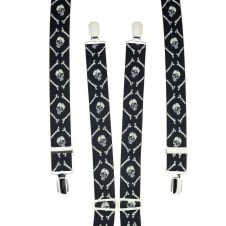 Black & Ivory Skull & Bones Men's Trouser Braces