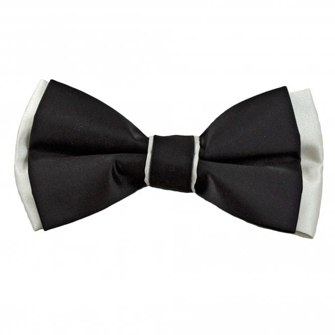 Black & Ivory White Two Tone Double Coloured Men's Bow Tie