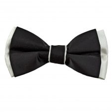 Black & Ivory White Two Tone Double Coloured Men's Bow Tie