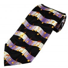 Black & Lilac Music Notes Men's Novelty Tie