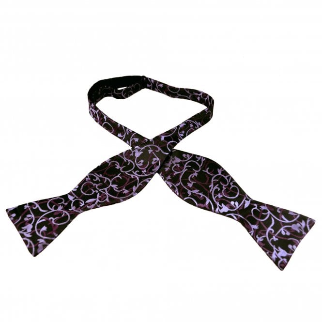 Black, Lilac & Plum Patterned Men's Self Tie Bow Tie