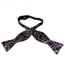 Black, Lilac & Plum Patterned Men's Self Tie Bow Tie