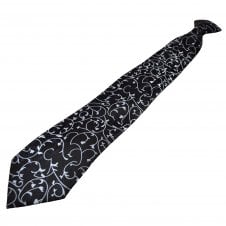 Black, Lilac & Purple Paisley Men's Clip On Tie