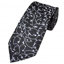 Black, Lilac & Purple Paisley Men's Extra Long Tie