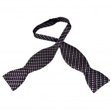 Black, Lilac & Silver Checked Men's Self Tie Bow Tie