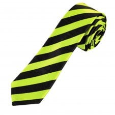Black & Lime Green Striped Men's Skinny Tie
