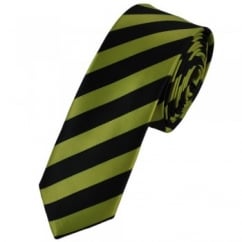 Black & Lime Green Striped Skinny Tie