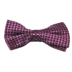Black & Magenta Pink Patterned Silk Bow Tie