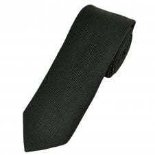 Black Micro Checked Waffle Patterned Wool & Silk Blend Men's Tie