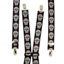 Black & Multicoloured Skull Patterned Men's Trouser Braces