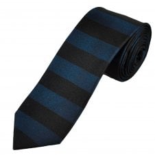 Black & Navy Blue Horizontal Striped Men's Silk Tie