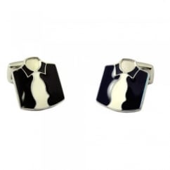 Black & Navy Blue Shirts & Ivory Tie Novelty Cufflinks