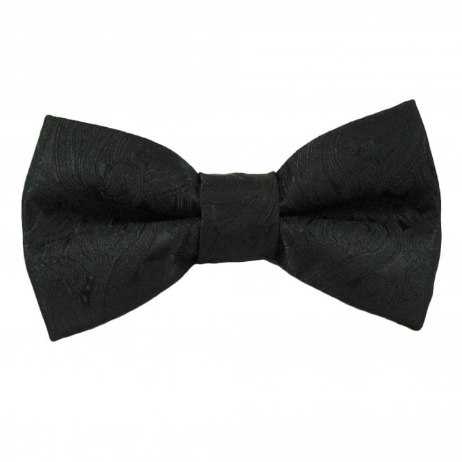 Black Paisley Pattern Boys Bow Tie