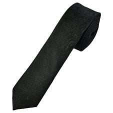 Black Paisley Pattern Boys Skinny Tie