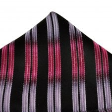 Black, Pink & Lilac Striped Pocket Square Handkerchief