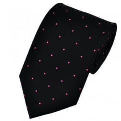 Black & Pink Silk Polka Dot Tie