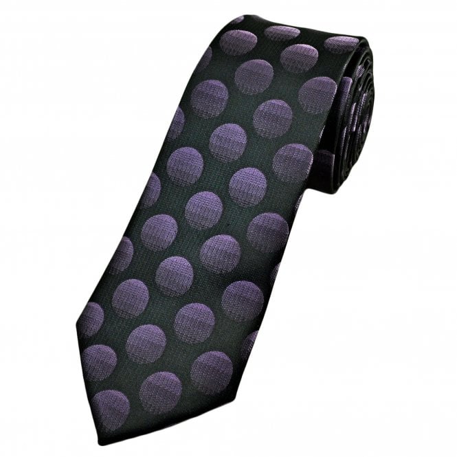 Black & Purple Circle Pattern Men's Extra Long Tie