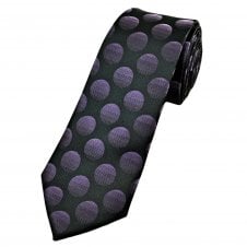 Black & Purple Circle Pattern Men's Extra Long Tie