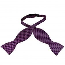 Black & Purple Houndstooth Pattern Men's Self Tie Bow Tie