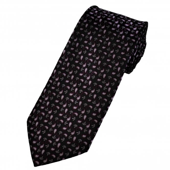 Black, Purple & Lilac Paisley Pattern Men's Tie