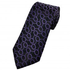 Black & Purple Patterned Men's Extra Long Tie