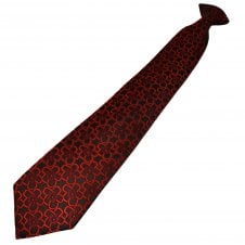 Black Red & Burgundy Flower Pattern Men's Clip On Tie