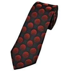 Black & Red Circle Pattern Men's Extra Long Tie