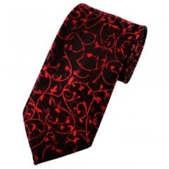 Black & Red Paisley Patterned Tie